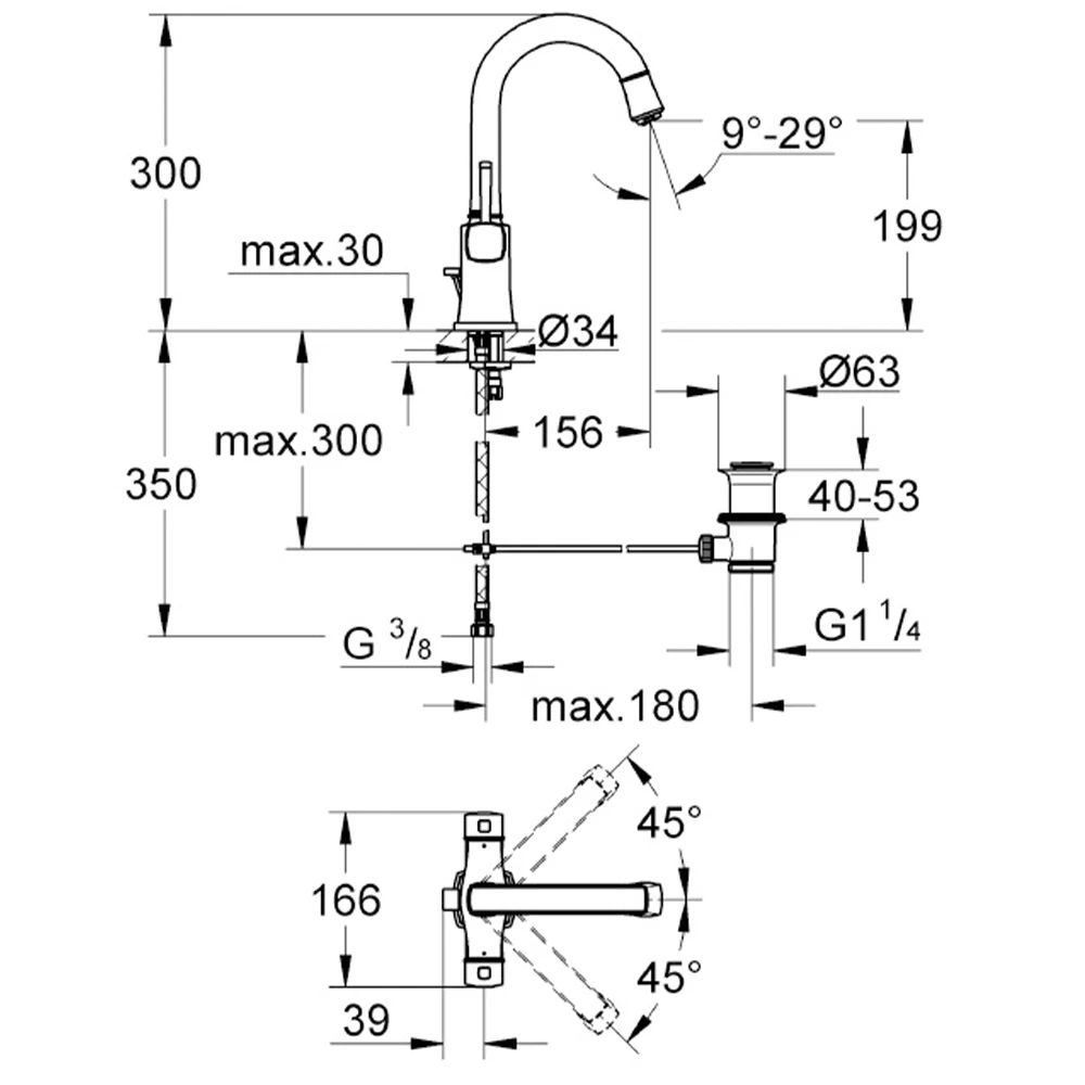 Grohe Grandera Tek Delikli Lavabo Bataryası - 21107000 Hemen Al