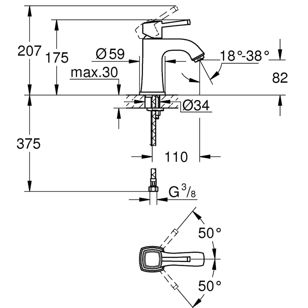 Grohe Grandera Tek Kumandalı Krom-Bronz Lavabo Bataryası - 24370IG0 Hemen Al