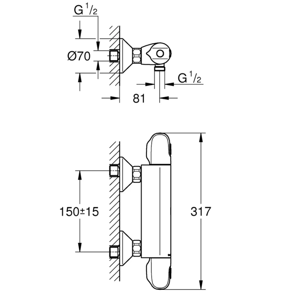 Grohe Grohtherm 1000 Termostatik Duş Bataryası - 34550000 Hemen Al