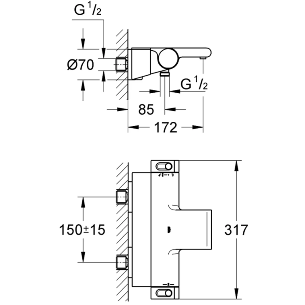 Grohe Grohtherm 2000 Termostatik Duş Bataryası - 34469001 Hemen Al