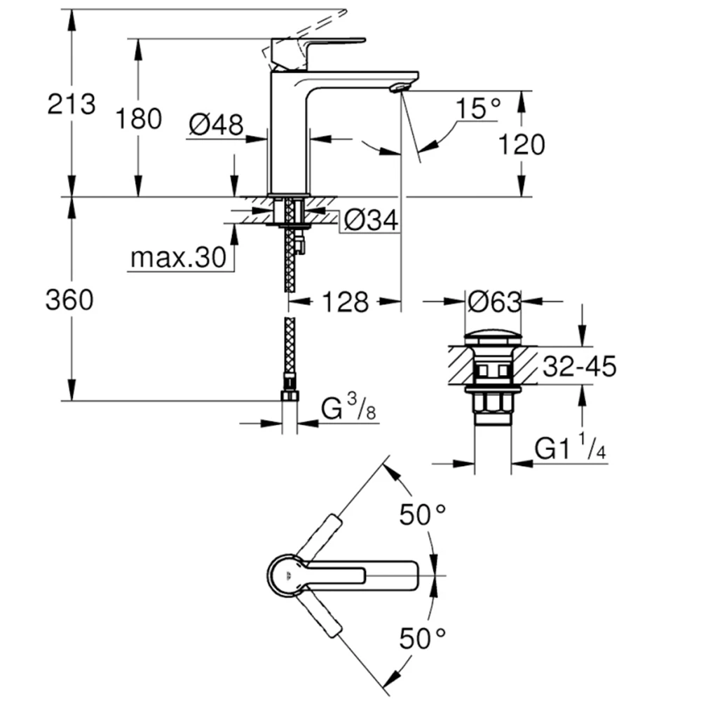 Grohe Lineare New Tek Kumandalı Beyaz Lavabo Bataryası - 23106DC1 Hemen Al