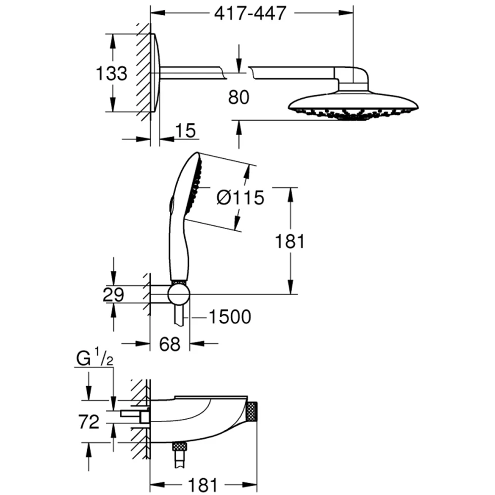 Grohe Rainshower SmartControl Termostatik Yarı Ankastre Duş Bataryası - 26443000 Hemen Al