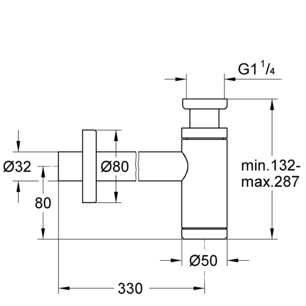 Grohe Siyah Sifon 1 1/4