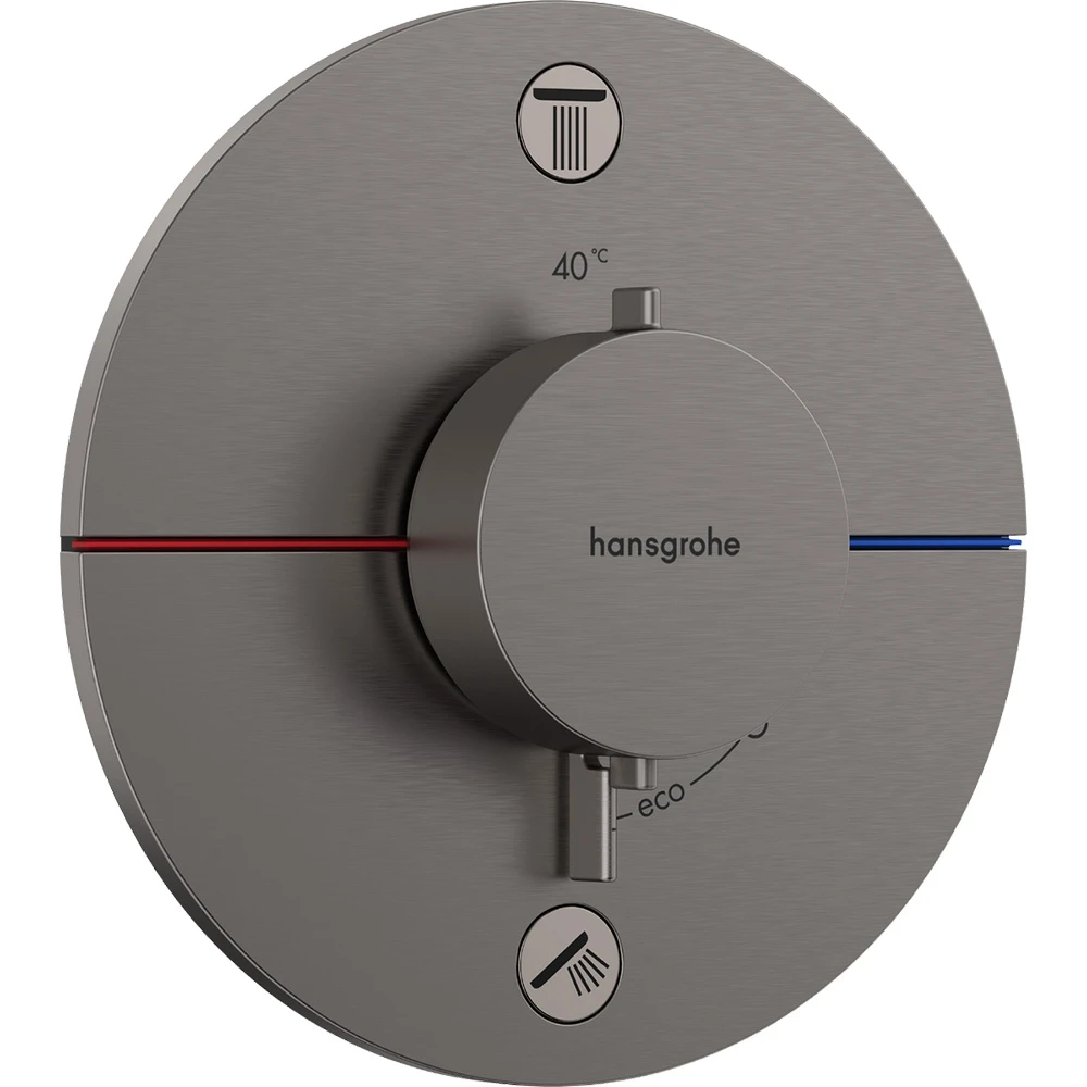Hansgrohe ShowerSelect Comfort S Mat Siyah Krom 2 Çıkış İçin Ankastre Termostatik Banyo Bataryası 15556340