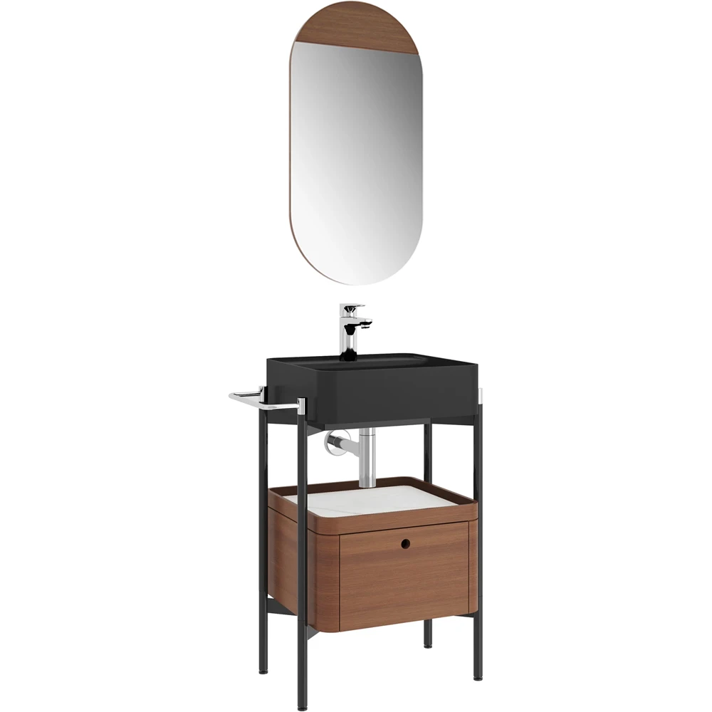 Kale Icon 2.0 50 Cm Kare Mat Siyah Banyo Dolabı Takımı