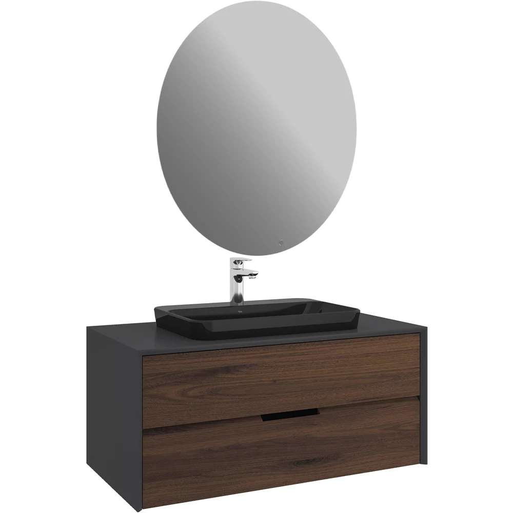 Kale Sole 100 Cm Antrasit-Ceviz Banyo Dolabı Takımı - 610100201543