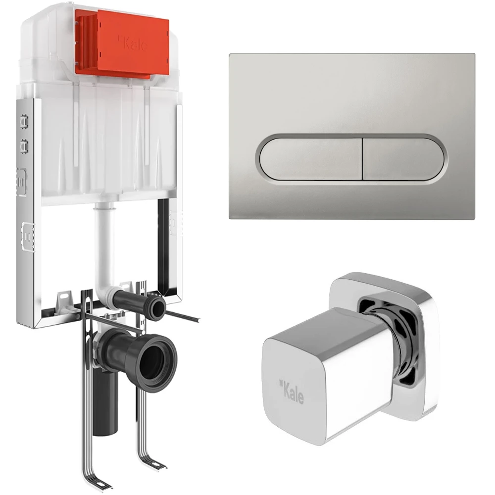 Kale Triton 3/6L Duvar İçi Gömme Rezervuar + Capsule Mat Krom Panel + V200 Ankastre Stop Valf