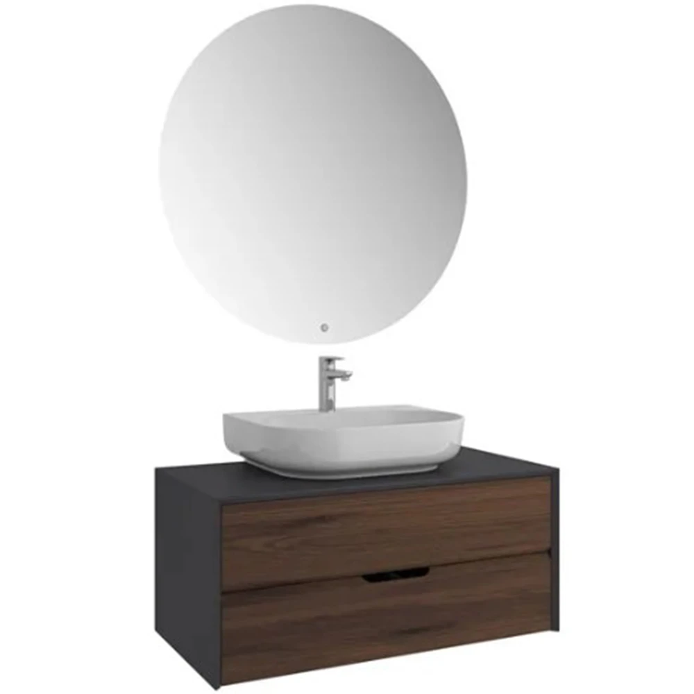 Kale Zero 2.0 100 Cm Antrasit-Ceviz Banyo Dolabı Takımı Hemen Al