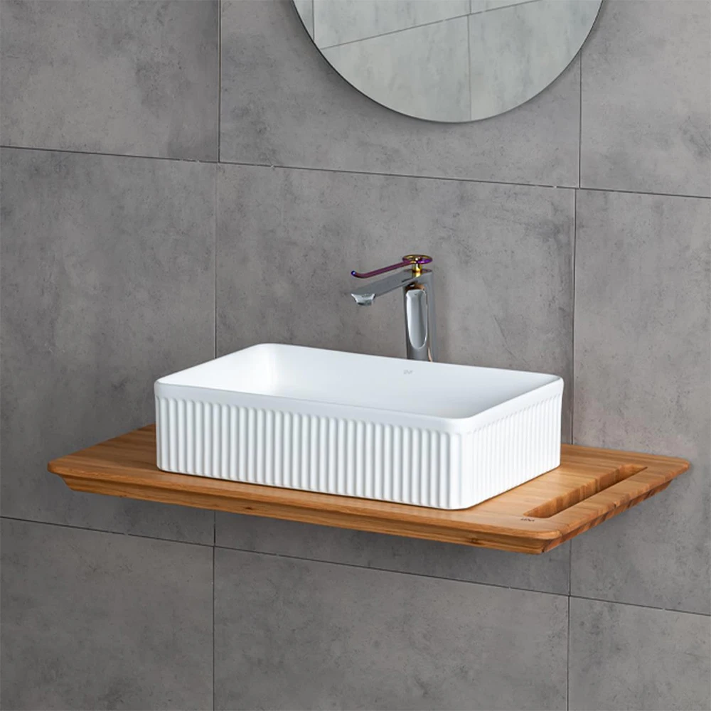 Lena E-W1004MB 50x34 Cm Mat Beyaz Tezgah Üstü Lavabo Hemen Al