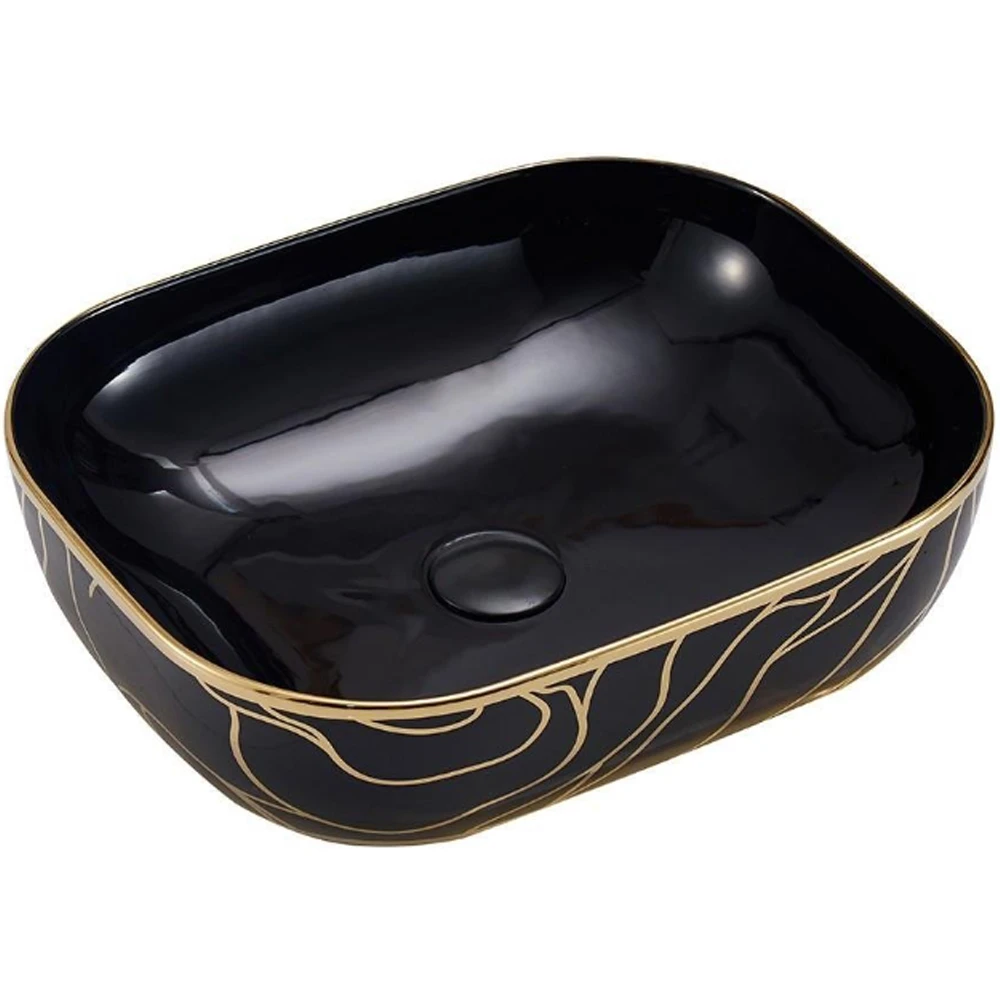 Lena EH-2031AS2 50x40 Cm Parlak Siyah-Altın Çanak Lavabo