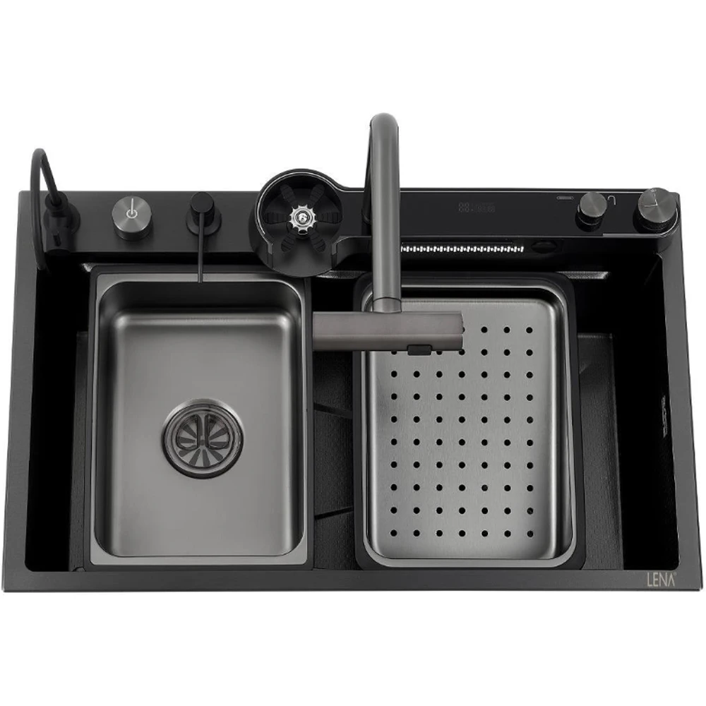 Lena L-ME75-3001NB Siyah Akıllı Mutfak Eviye Seti