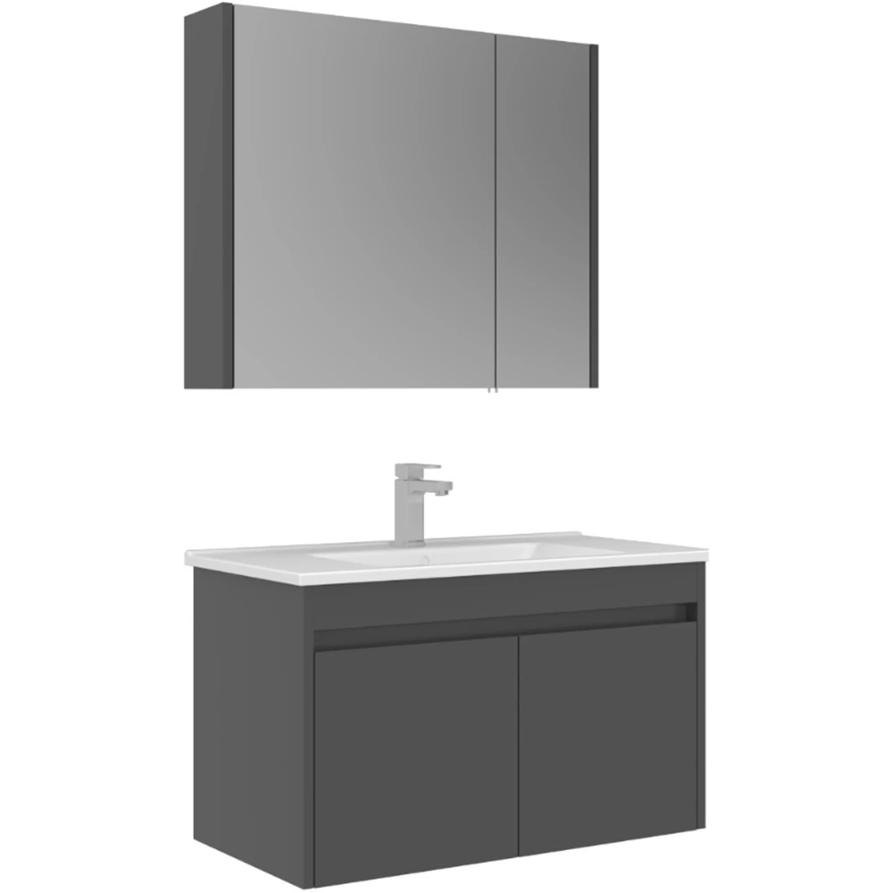 Orka Arno 85 Cm Parlak Gri Banyo Dolabı Takımı - 5008787