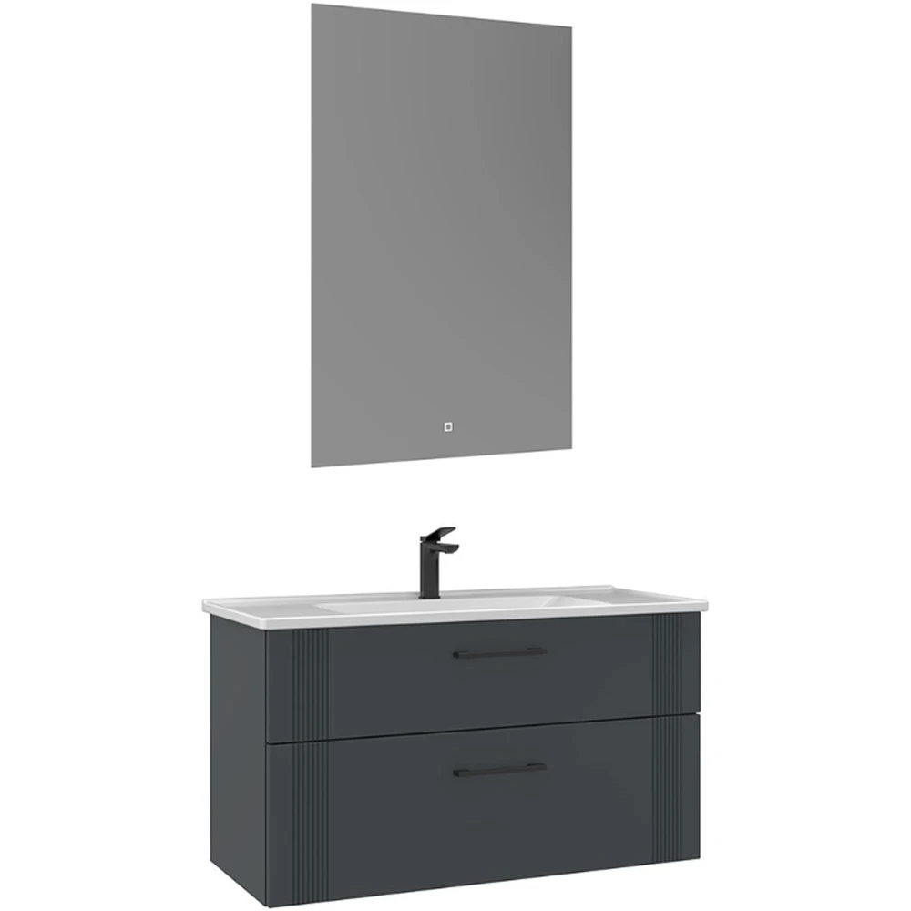 Orka Bari 100 Cm Mat Antrasit Banyo Dolabı Takımı - 5006583