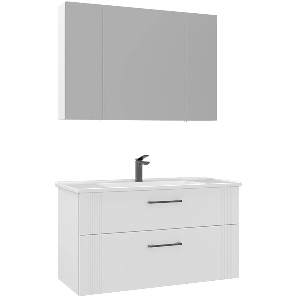 Orka Bari 100 Cm Mat Beyaz Banyo Dolabı Takımı - 5006592