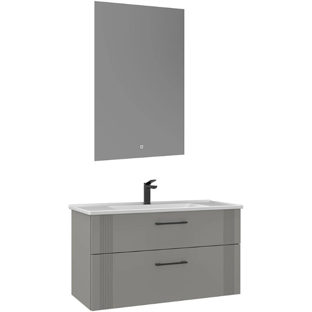 Orka Bari 100 Cm Mat Kaşmir Banyo Dolabı Takımı - 5006582