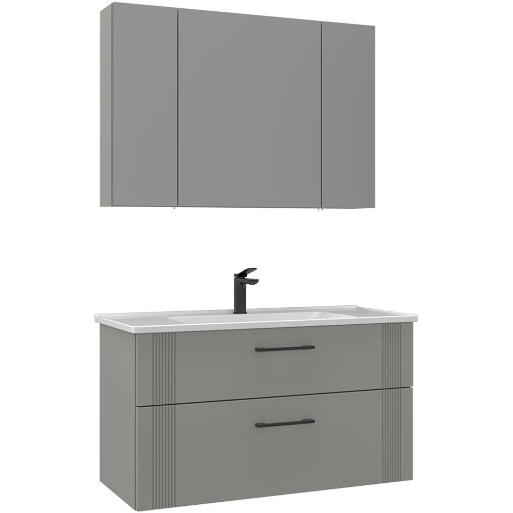 Orka Bari 100 Cm Mat Kaşmir Banyo Dolabı Takımı - 5006594