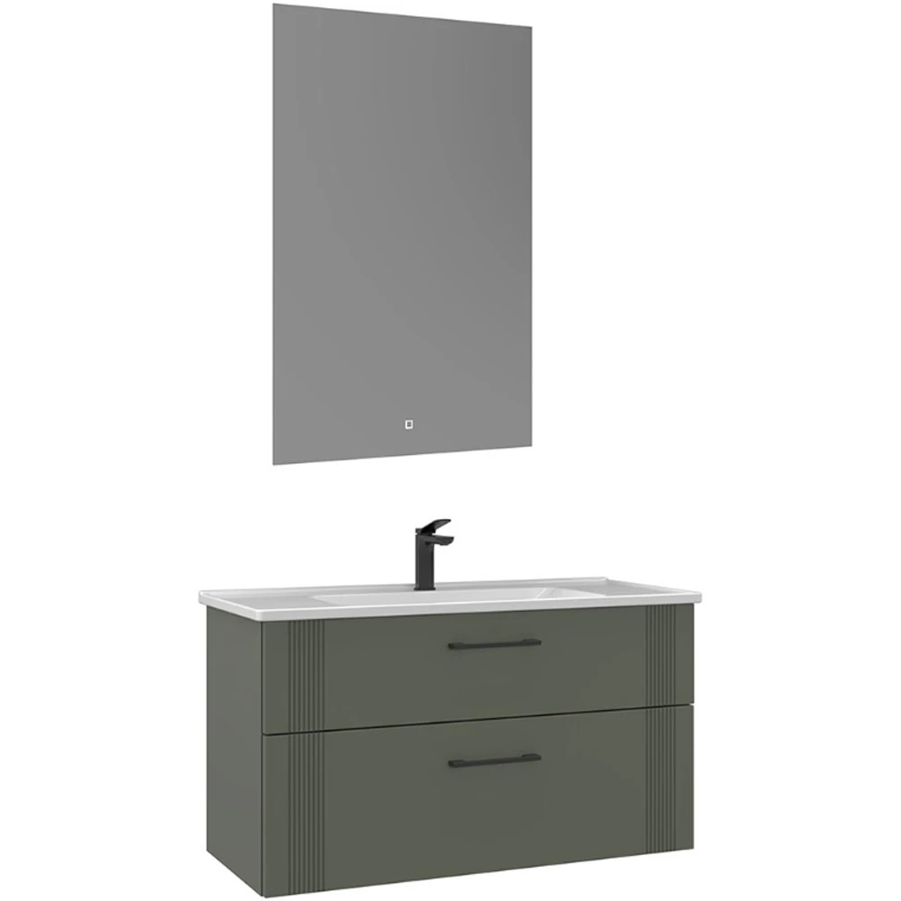 Orka Bari 100 Cm Mat Yeşil Banyo Dolabı Takımı - 5006581