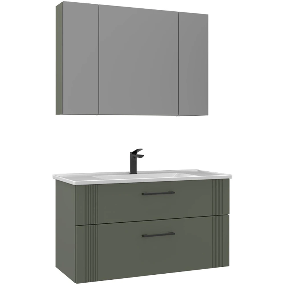 Orka Bari 100 Cm Mat Yeşil Banyo Dolabı Takımı - 5006593