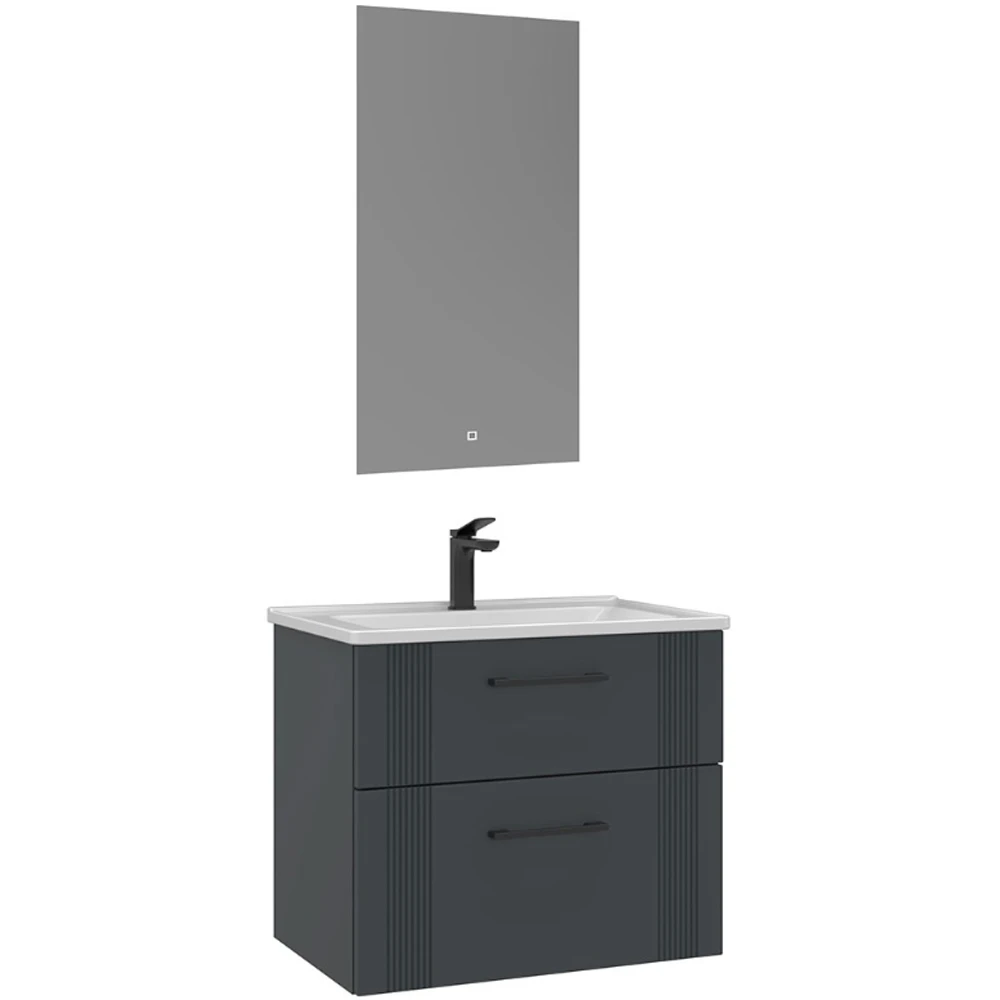 Orka Bari 65 Cm Mat Antrasit Banyo Dolabı Takımı - 5006575