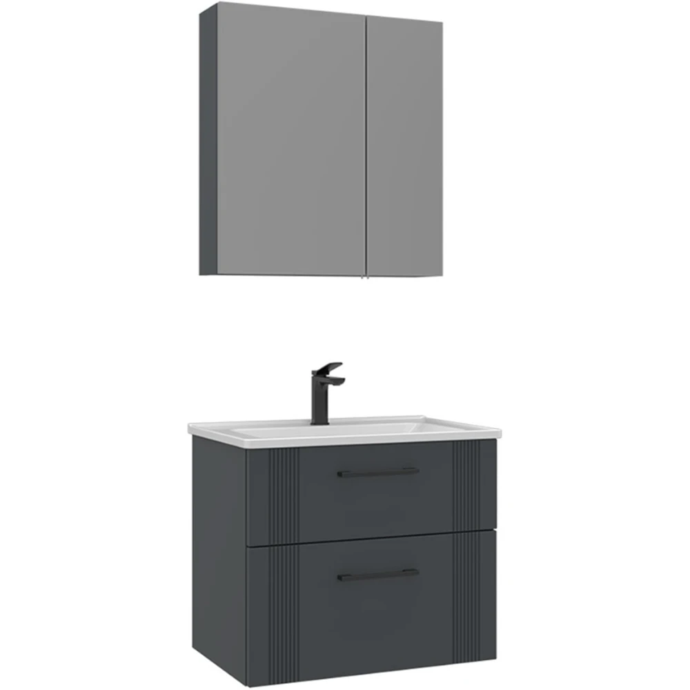 Orka Bari 65 Cm Mat Antrasit Banyo Dolabı Takımı - 5006587