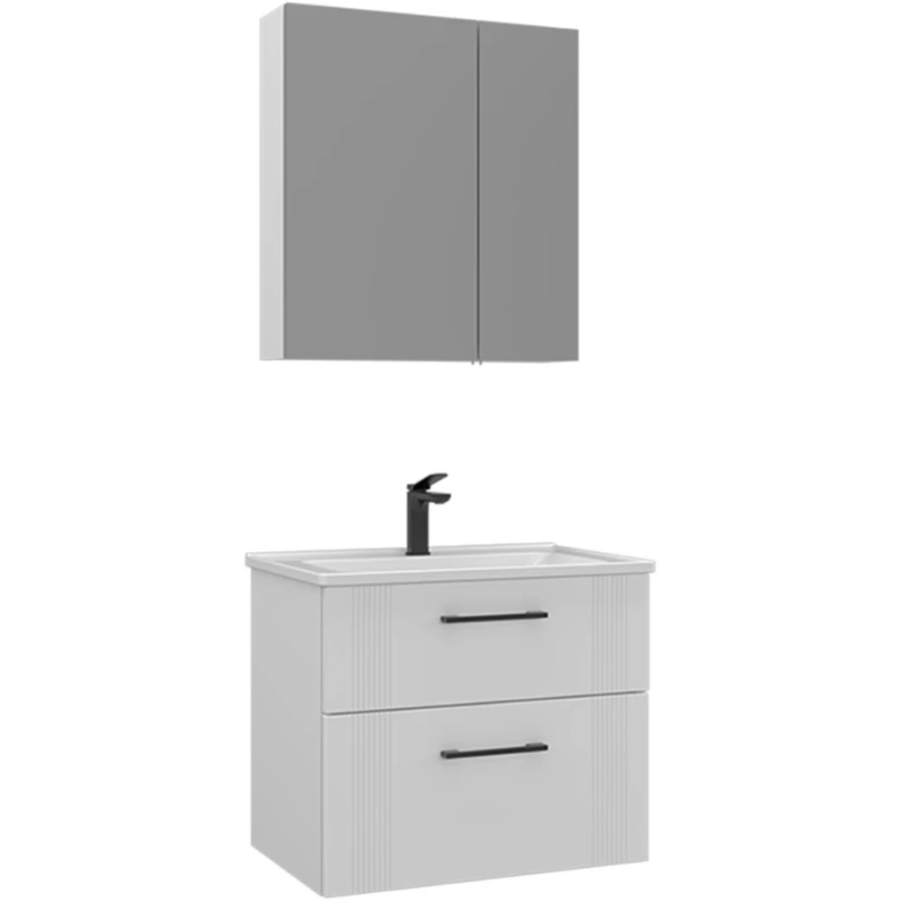 Orka Bari 65 Cm Mat Beyaz Banyo Dolabı Takımı - 5006584