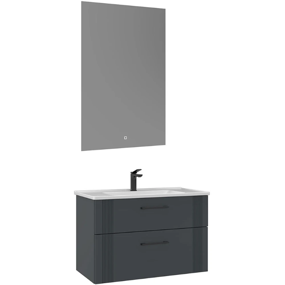 Orka Bari 85 Cm Mat Antrasit Banyo Dolabı Takımı - 5006579