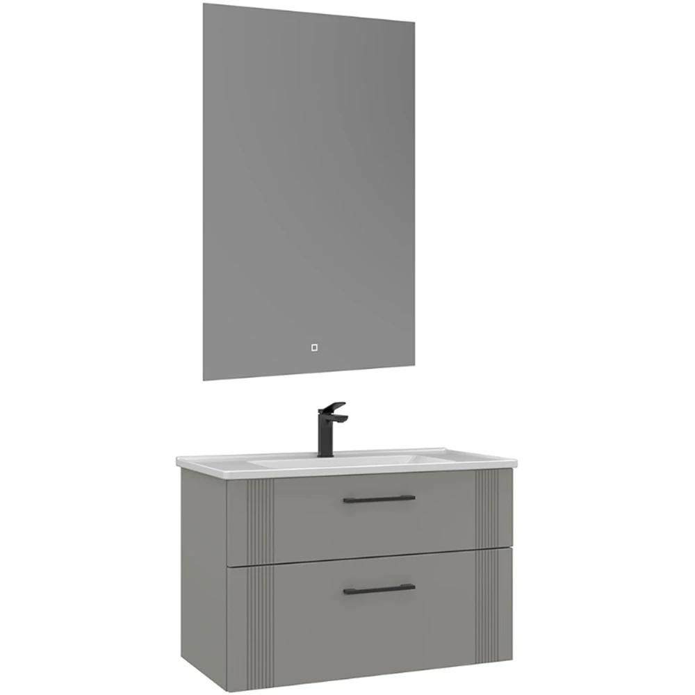 Orka Bari 85 Cm Mat Kaşmir Banyo Dolabı Takımı - 5006578