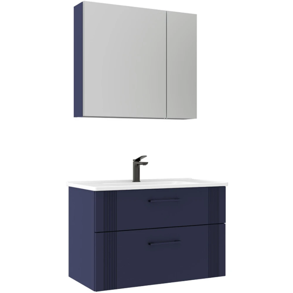 Orka Bari 85 Cm Mat Lacivert Banyo Dolabı Takımı - 5007153