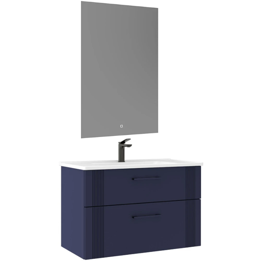 Orka Bari 85 Cm Mat Lacivert Banyo Dolabı Takımı - 5007154