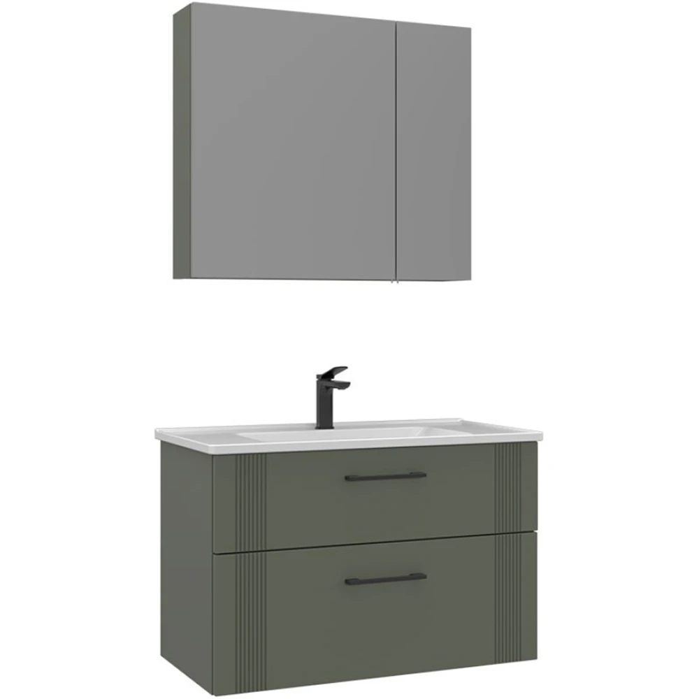 Orka Bari 85 Cm Mat Yeşil Banyo Dolabı Takımı - 5006589