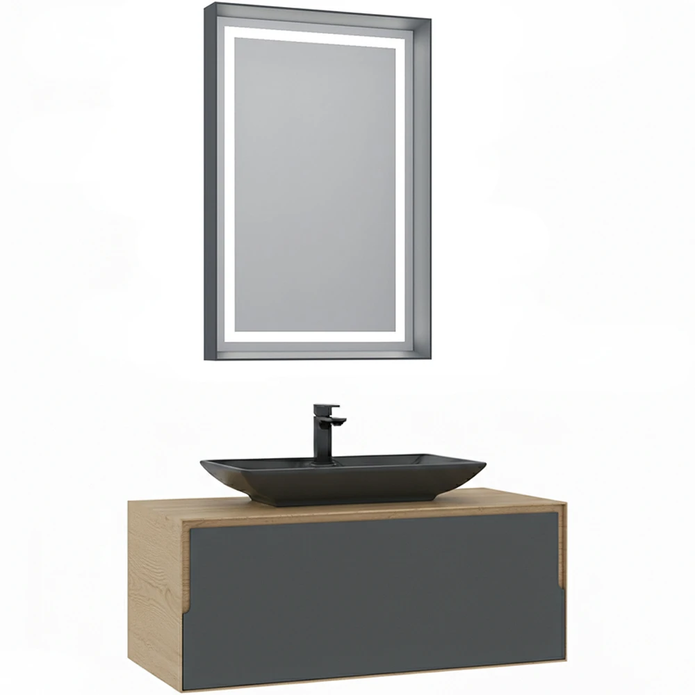 Orka Craft 100 Cm Meşe-Antrasit Banyo Dolabı Takımı - 5000144