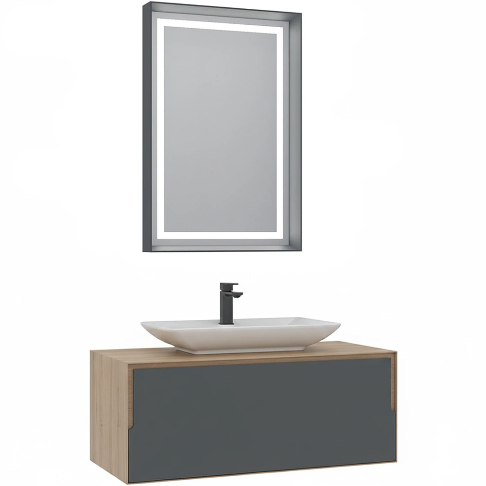 Orka Craft 100 Cm Meşe-Antrasit Banyo Dolabı Takımı - 5003431