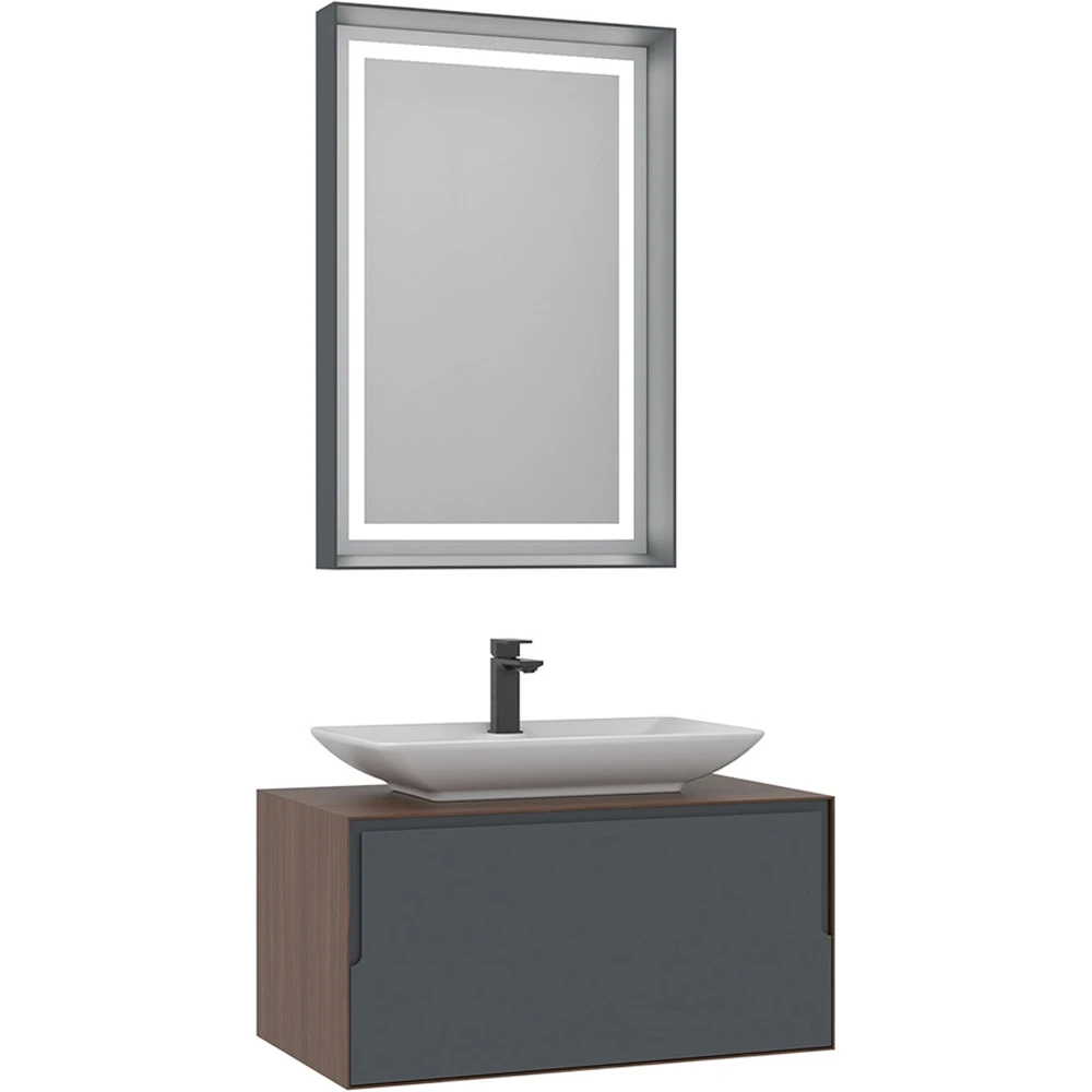 Orka Craft 80 Cm Ceviz-Antrasit Banyo Dolabı Takımı - 5003988