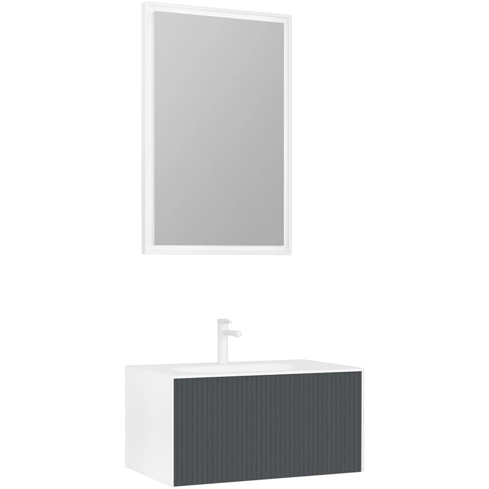 Orka Cube 80 Cm Mat Antrasit Banyo Dolabı Takımı