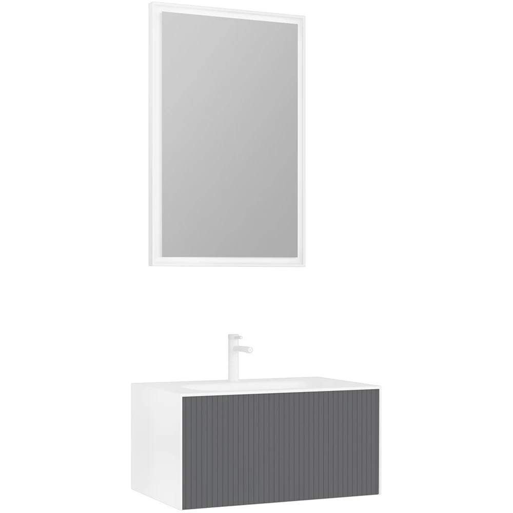 Orka Cube 80 Cm Mat Gri Banyo Dolabı Takımı