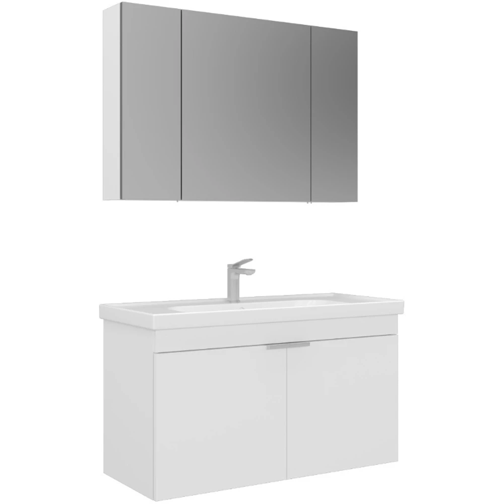 Orka Desna 100 Cm Mat Beyaz Banyo Dolabı Takımı - 5008731