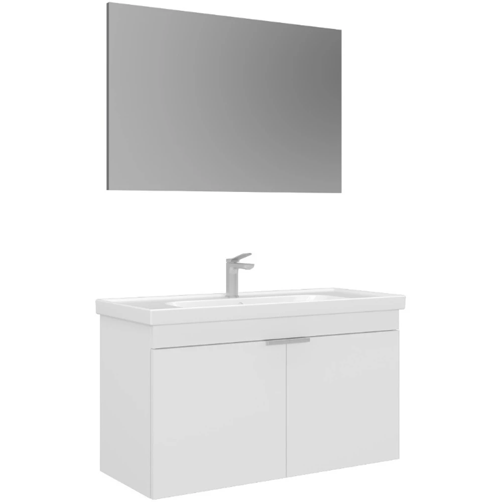 Orka Desna 100 Cm Mat Beyaz Banyo Dolabı Takımı - 5008744