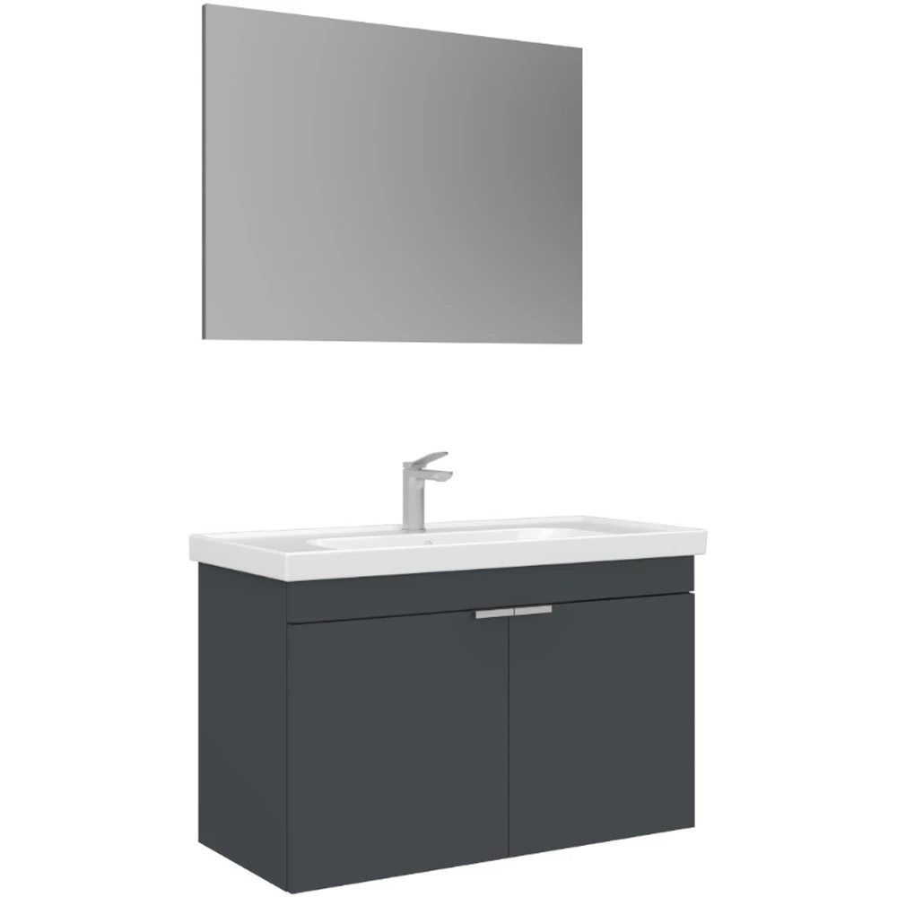 Orka Desna 90 Cm Mat Antrasit Banyo Dolabı Takımı - 5008553