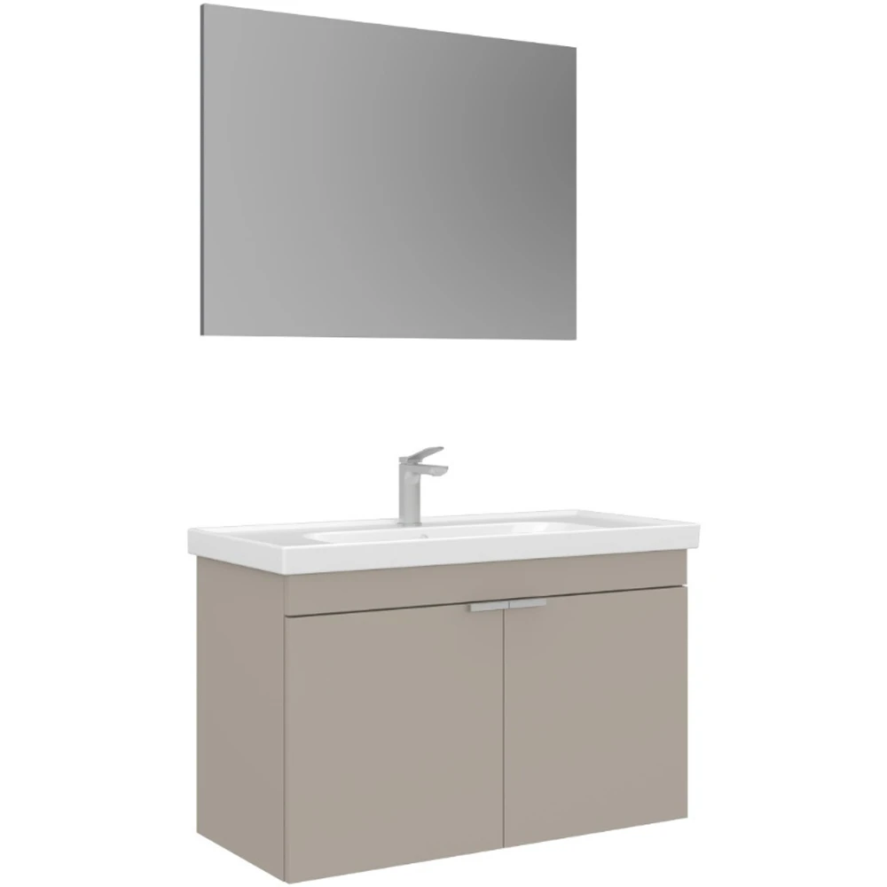 Orka Desna 90 Cm Mat Bej Banyo Dolabı Takımı - 5008578