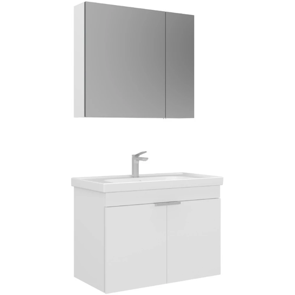 Orka Desna 90 Cm Mat Beyaz Banyo Dolabı Takımı - 5007925