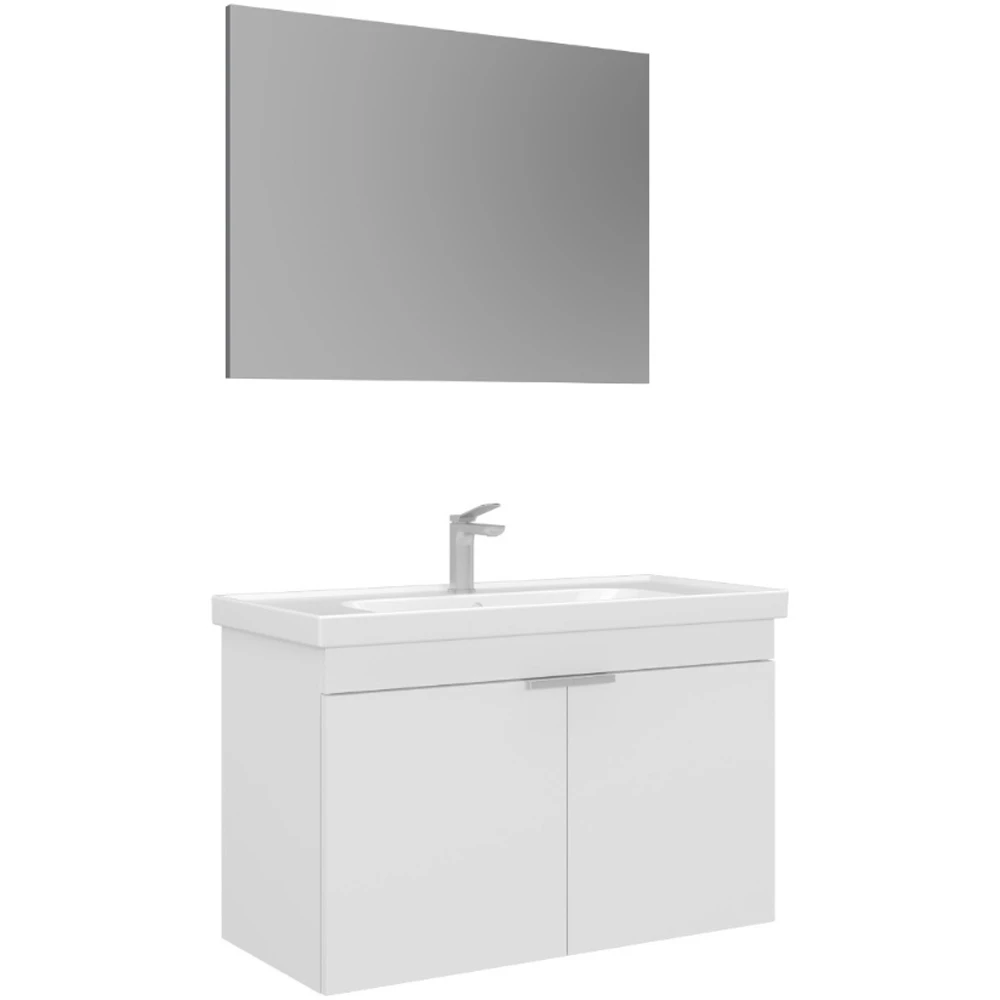 Orka Desna 90 Cm Mat Beyaz Banyo Dolabı Takımı - 5008552