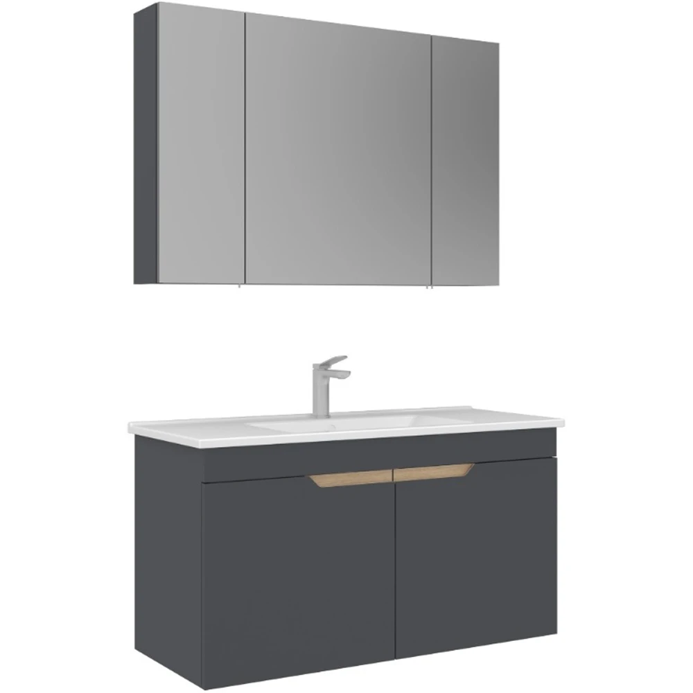 Orka Lena 100 Cm Mat Antrasit Banyo Dolabı Takımı - 5008028