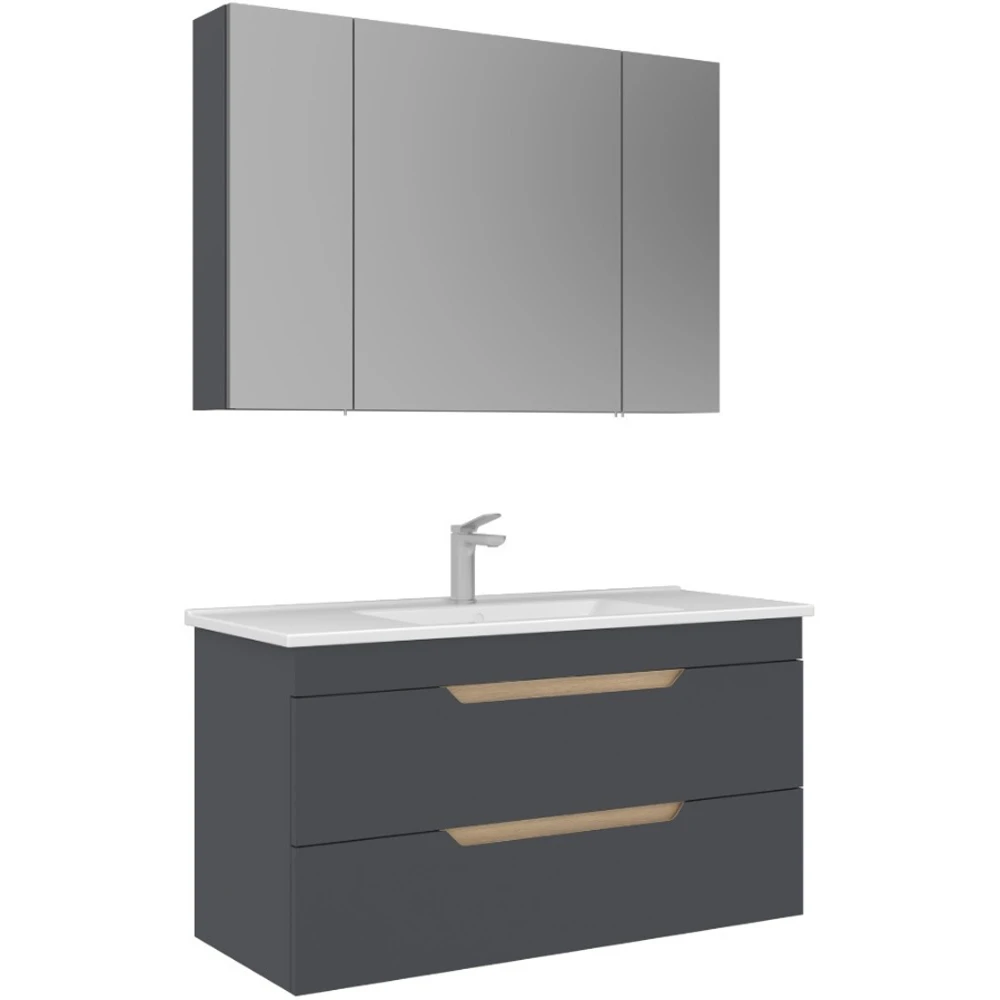 Orka Lena 100 Cm Mat Antrasit Banyo Dolabı Takımı - 5008040