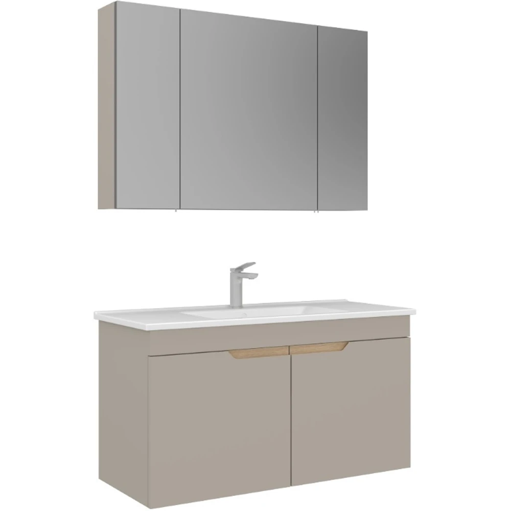 Orka Lena 100 Cm Mat Bej Banyo Dolabı Takımı - 5008006