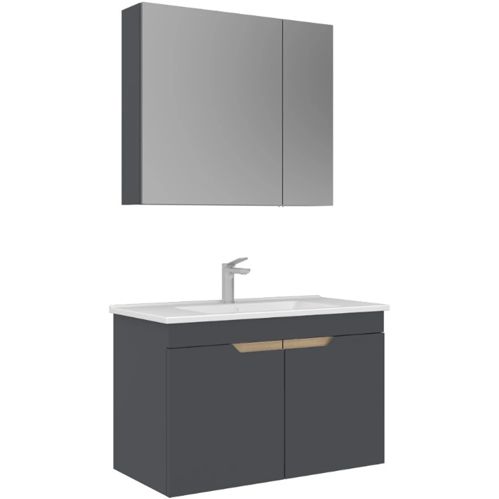 Orka Lena 85 Cm Mat Antrasit Banyo Dolabı Takımı - 5008024
