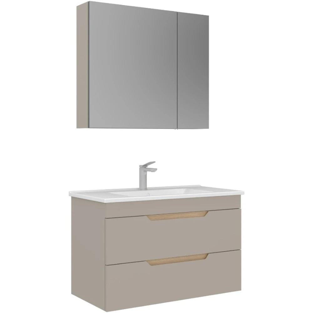 Orka Lena 85 Cm Mat Bej Banyo Dolabı Takımı - 5008048