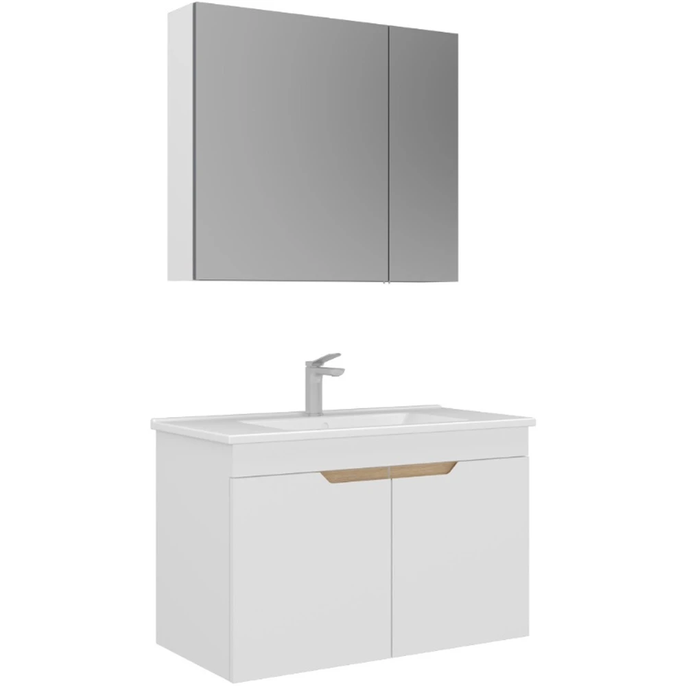 Orka Lena 85 Cm Mat Beyaz Banyo Dolabı Takımı - 5008811