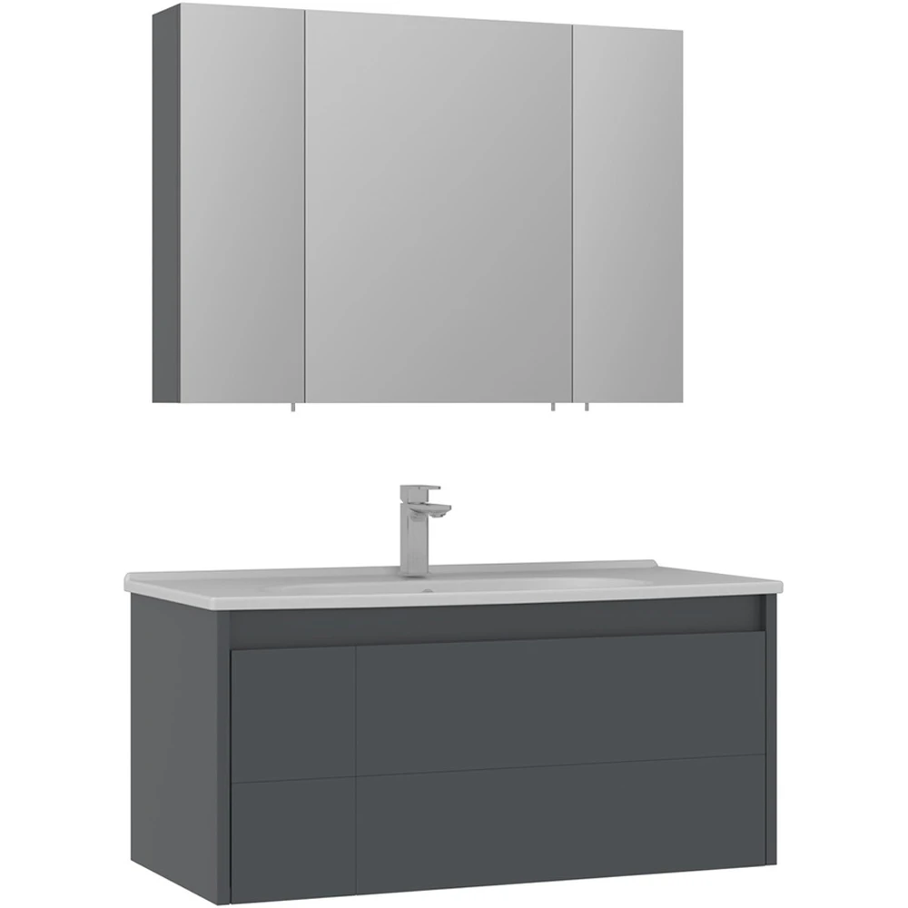 Orka Likya 100 Cm Mat Antrasit Banyo Dolabı Takımı