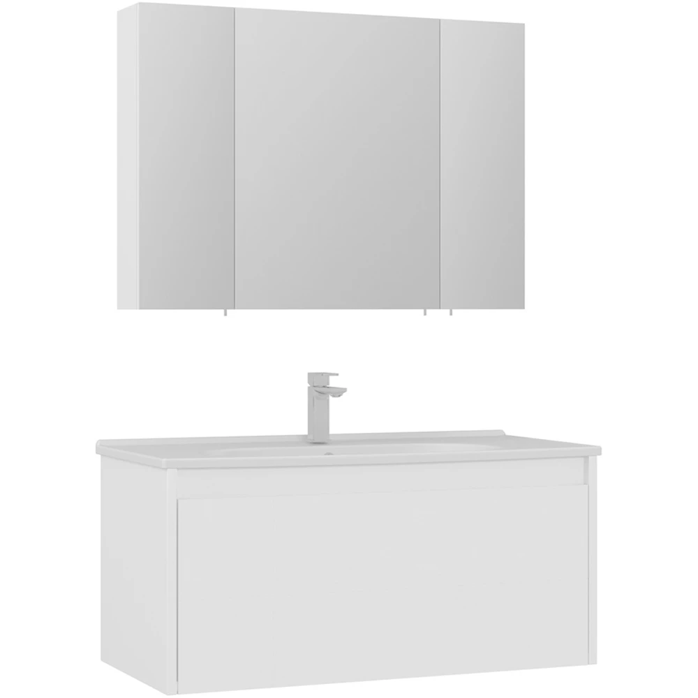 Orka Likya 100 Cm Mat Beyaz Banyo Dolabı Takımı