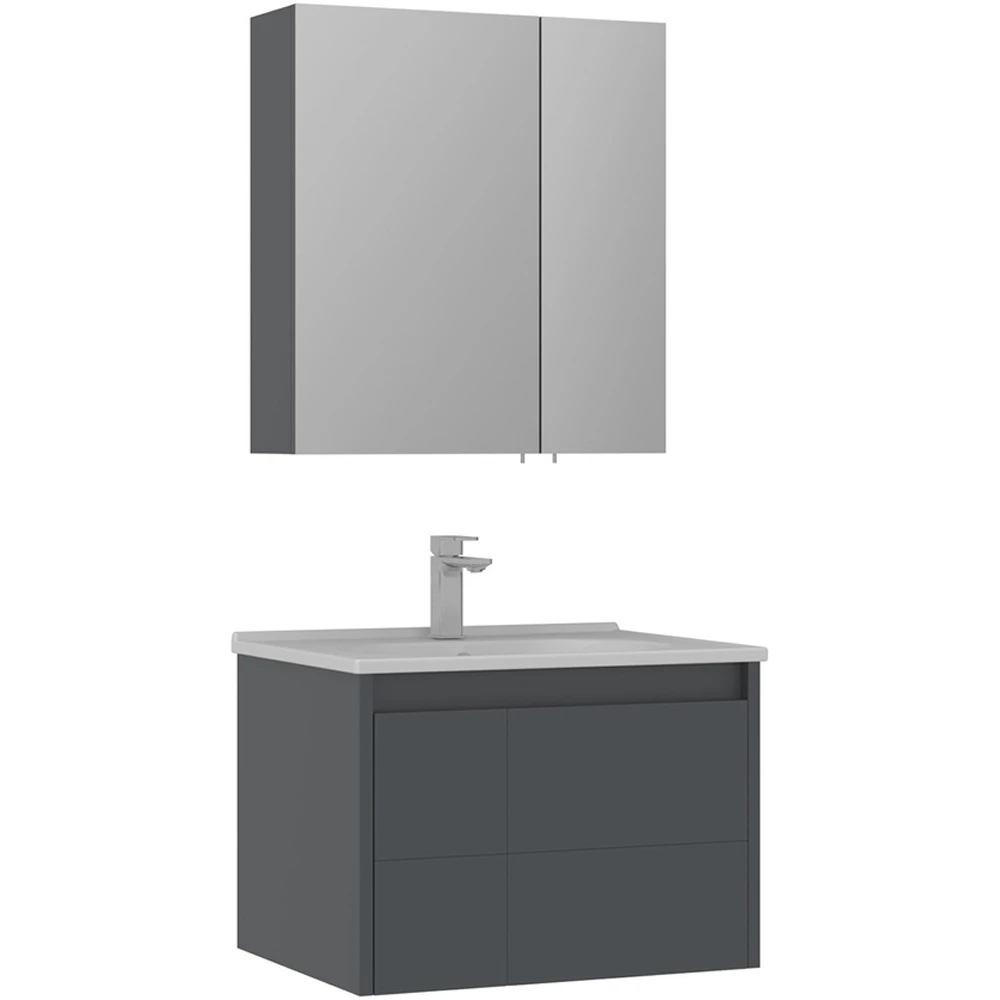 Orka Likya 65 Cm Mat Antrasit Banyo Dolabı Takımı